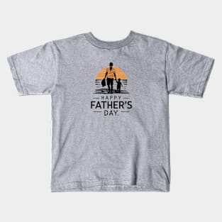 Silhouette Figure with sun Happy Fathers Day Kids T-Shirt